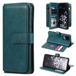 For Samsung Galaxy S20 Ultra 5G Multifunctional Magnetic Copper Buckle Horizontal Flip Solid Color Leather Case with 10 Card Slots & Wallet & Holder & Photo Frame(Dark Green)