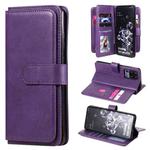 For Samsung Galaxy S20 Ultra 5G Multifunctional Magnetic Copper Buckle Horizontal Flip Solid Color Leather Case with 10 Card Slots & Wallet & Holder & Photo Frame(Purple)