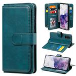 For Samsung Galaxy S20 5G Multifunctional Magnetic Copper Buckle Horizontal Flip Solid Color Leather Case with 10 Card Slots & Wallet & Holder & Photo Frame(Dark Green)
