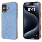 For iPhone 16 Plus Nano Plating Diamond Texture Phone Case(Blue)