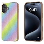 For iPhone 16 Plus Nano Plating Diamond Texture Phone Case(Rainbow)