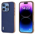 For iPhone 16 Pro ABEEL Genuine Leather Mino Series Nano Plating Phone Case(Royal Blue)