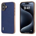 For iPhone 16 Plus ABEEL Genuine Leather Mino Series Nano Plating Phone Case(Royal Blue)