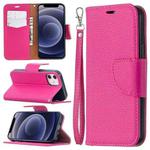 For iPhone 12 mini Litchi Texture Pure Color Horizontal Flip Leather Case with Holder & Card Slots & Wallet & Lanyard(Rose Red)