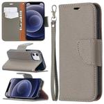 For iPhone 12 mini Litchi Texture Pure Color Horizontal Flip Leather Case with Holder & Card Slots & Wallet & Lanyard(Grey)