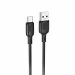 BOROFONE BX113 3A USB to USB-C / Type-C Silicone Charging Data Cable, Length:1m(Black)