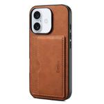 For iPhone 16 Denior D08 PU Single Card Slot Holder Phone Case(Brown)