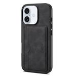 For iPhone 16 Plus Denior D08 PU Single Card Slot Holder Phone Case(Black)