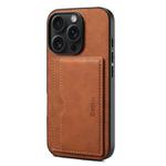 For iPhone 16 Pro Max Denior D08 PU Single Card Slot Holder Phone Case(Brown)