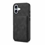 For iPhone 17 Denior D08 PU Single Card Slot Holder Phone Case(Black)