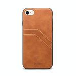 For iPhone 16e Denior D09 PU Dual Card Slot Back Cover Phone Case(Brown)