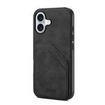 For iPhone 17 Denior D09 PU Dual Card Slot Back Cover Phone Case(Black)