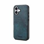 For iPhone 17 Denior D09 PU Dual Card Slot Back Cover Phone Case(Blue)