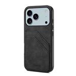 For iPhone 17 Pro Denior D09 PU Dual Card Slot Back Cover Phone Case(Black)