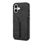 For iPhone 17 Denior D07 DV Elastic Card Slot PU Back Cover Phone Case(Black)