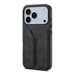 For iPhone 17 Pro Denior D07 DV Elastic Card Slot PU Back Cover Phone Case(Black)