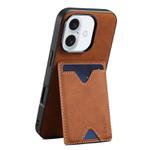 For iPhone 16 Denior D06 PU Back Cover Card Slot Holder Phone Case(Brown)