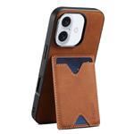 For iPhone 16 Plus Denior D06 PU Back Cover Card Slot Holder Phone Case(Brown)