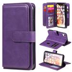 For iPhone XR Multifunctional Magnetic Copper Buckle Horizontal Flip Solid Color Leather Case with 10 Card Slots & Wallet & Holder & Photo Frame(Purple)