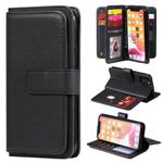 For iPhone 11 Pro Multifunctional Magnetic Copper Buckle Horizontal Flip Solid Color Leather Case with 10 Card Slots & Wallet & Holder & Photo Frame(Black)