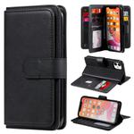 For iPhone 11 Multifunctional Magnetic Copper Buckle Horizontal Flip Solid Color Leather Case with 10 Card Slots & Wallet & Holder & Photo Frame(Black)