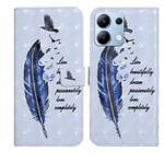 For Redmi Note 13 4G Oil Embossed 3D Drawing Leather Phone Case(Blue Feather)