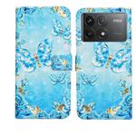 For Xiaomi Poco F6 Pro Oil Embossed 3D Drawing Leather Phone Case(Blue Butterflies)