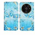 For Xiaomi Poco C61 Oil Embossed 3D Drawing Leather Phone Case(Blue Butterflies)