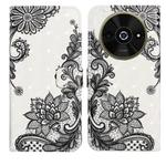 For Xiaomi Poco C61 Oil Embossed 3D Drawing Leather Phone Case(Lace Flower)