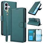 For iPhone 16 Plus Skin Feel Pure Color Card Slots Leather Phone Case with Dual Lanyard(Green)