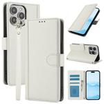 For iPhone 16 Pro Skin Feel Pure Color Card Slots Leather Phone Case with Dual Lanyard(White)