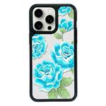 For iPhone 15 Pro Max Exclusive Design Style PC Full Coverage Pattern Phone Case(Blue Rose)