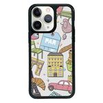 For iPhone 15 Pro Max Exclusive Design Style PC Full Coverage Pattern Phone Case(City Sticker A)