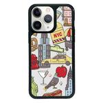 For iPhone 15 Pro Max Exclusive Design Style PC Full Coverage Pattern Phone Case(City Sticker B)