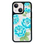 For iPhone 15 Exclusive Design Style PC Full Coverage Pattern Phone Case(Blue Rose)