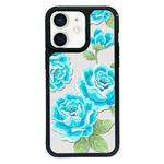 For iPhone 12 Exclusive Design Style PC Full Coverage Pattern Phone Case(Blue Rose)