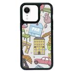 For iPhone XR Exclusive Design Style PC Full Coverage Pattern Phone Case(City Sticker A)