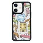 For iPhone 12 mini Exclusive Design Style PC Full Coverage Pattern Phone Case(City Sticker A)