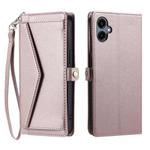 For Samsung Galaxy A06 4G Wallet Multi-card Slot Leather Phone Case with Lanyard(Rose Gold)