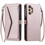 For Samsung Galaxy A32 5G / M32 5G Wallet Multi-card Slot Leather Phone Case with Lanyard(Rose Gold)