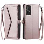 For Samsung Galaxy A53 5G Wallet Multi-card Slot Leather Phone Case with Lanyard(Rose Gold)