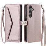 For Samsung Galaxy A17 5G Wallet Multi-card Slot Leather Phone Case with Lanyard(Rose Gold)