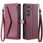 For Samsung Galaxy A17 5G Wallet Multi-card Slot Leather Phone Case with Lanyard(Wine Red)