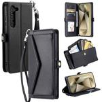 For Samsung Galaxy S23 5G Wallet Multi-card Slot Leather Phone Case with Lanyard(Black)