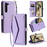 For Samsung Galaxy S23+ 5G Wallet Multi-card Slot Leather Phone Case with Lanyard(Purple)