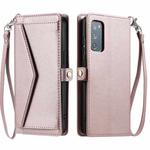 For Samsung Galaxy S20 FE 5G Wallet Multi-card Slot Leather Phone Case with Lanyard(Rose Gold)