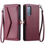 For Samsung Galaxy S20 FE 5G Wallet Multi-card Slot Leather Phone Case with Lanyard(Wine Red)