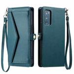 For Samsung Galaxy S20 FE 5G Wallet Multi-card Slot Leather Phone Case with Lanyard(Green)