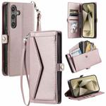 For Samsung Galaxy S23 FE 5G Wallet Multi-card Slot Leather Phone Case with Lanyard(Rose Gold)