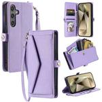 For Samsung Galaxy S23 FE 5G Wallet Multi-card Slot Leather Phone Case with Lanyard(Purple)